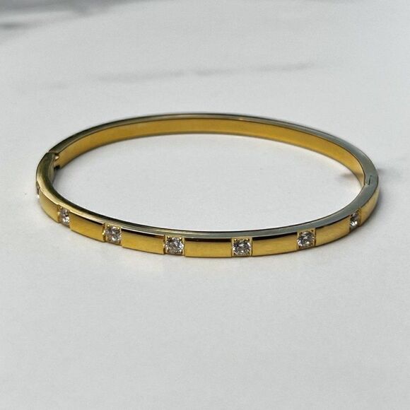 New! “Claudia” Gold Inlaid Studded Bracelet - Picture 3 of 3